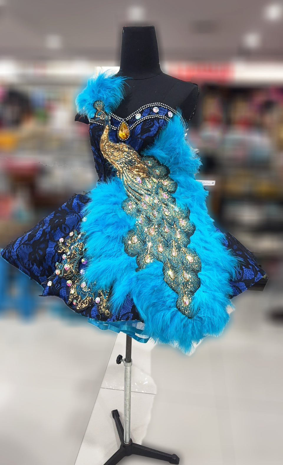 Da NeeNa M077 Showgirl Vegas Pageant Burlesque Feather Peacock Dance Dress XS-XL