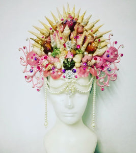 Da NeeNa H1050 Sea Ocean Poseidon Shell Queen Crystal Showgirl Pageant Headdress
