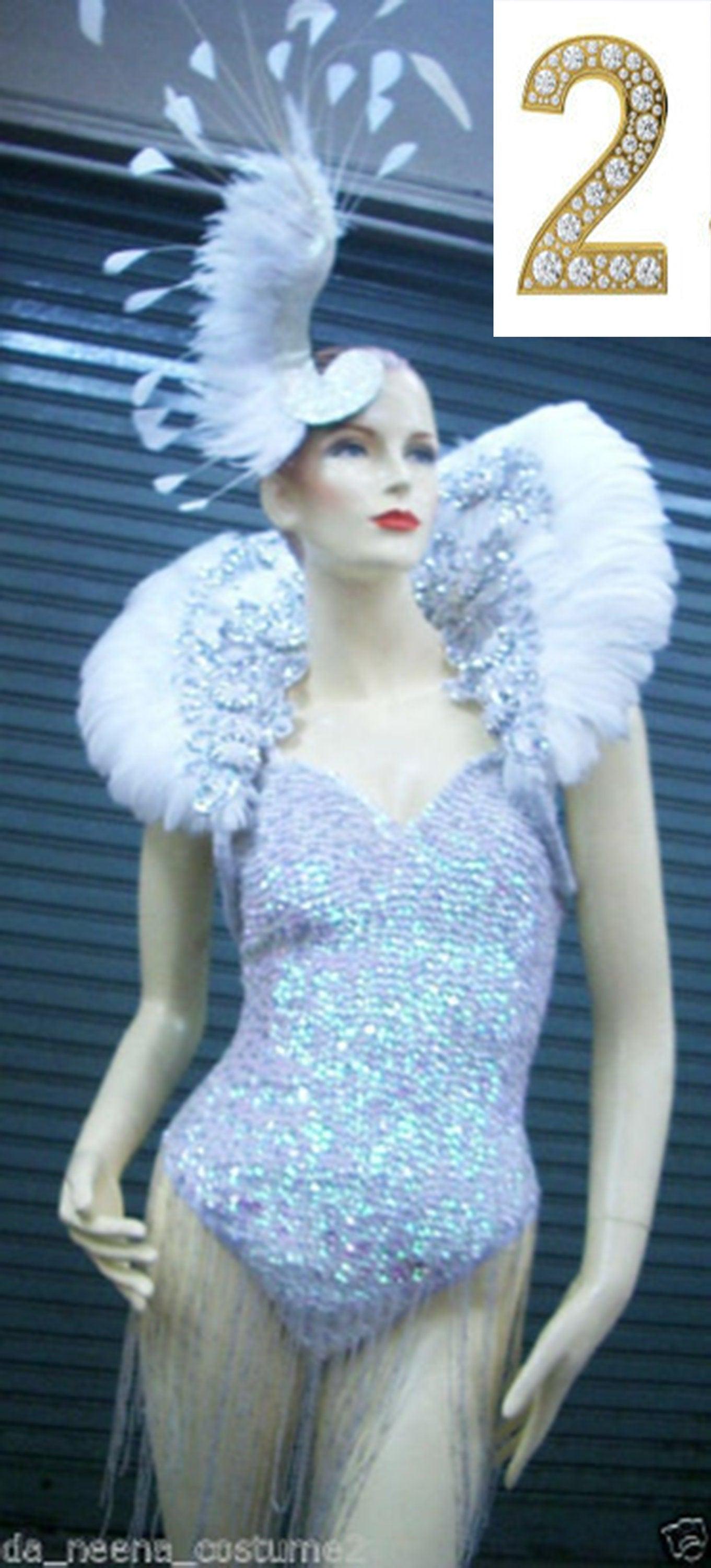 Da neena c0052 feather showgirl cabaret drag swan shoulder pieces headdress costume set xs-xl