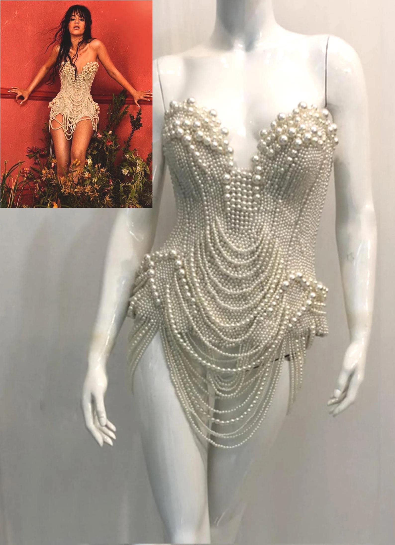 Daneena t030er gaga christina showgirl burlesque pearl corset dress  xs-xl