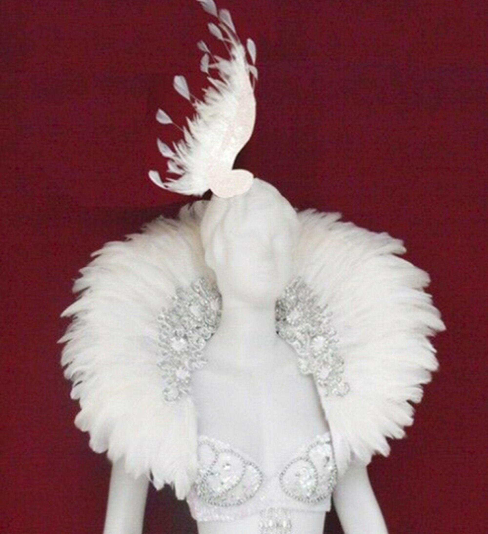Da neena c0052 feather showgirl cabaret drag swan shoulder pieces headdress costume set xs-xl