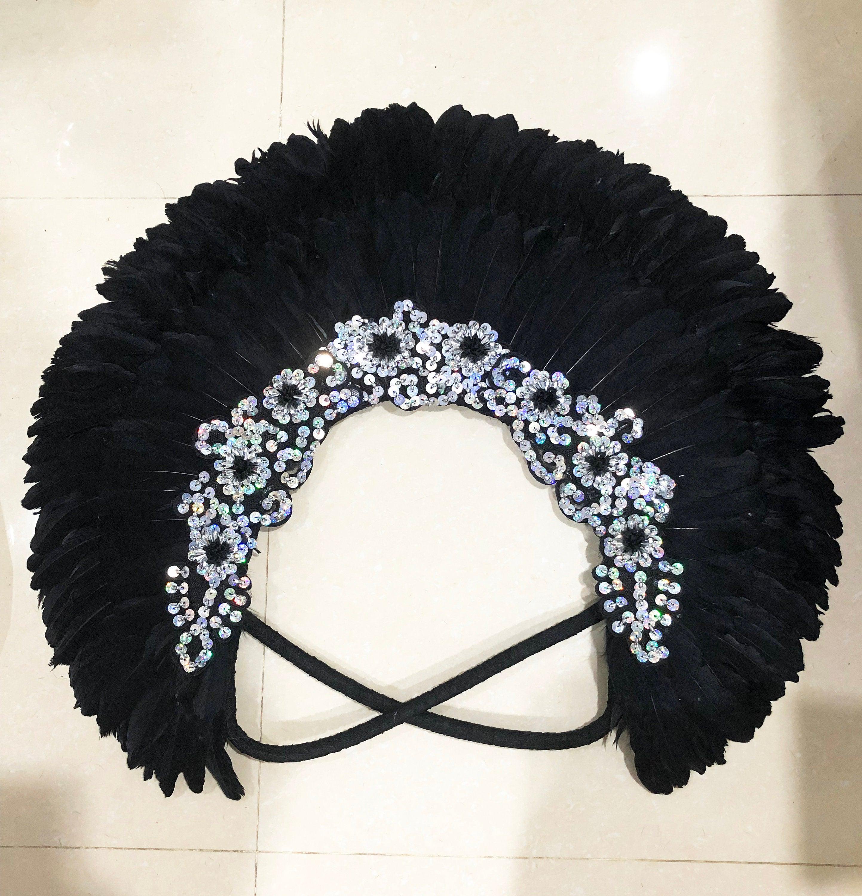 Da neena c0052 feather showgirl cabaret drag swan shoulder pieces headdress costume set xs-xl