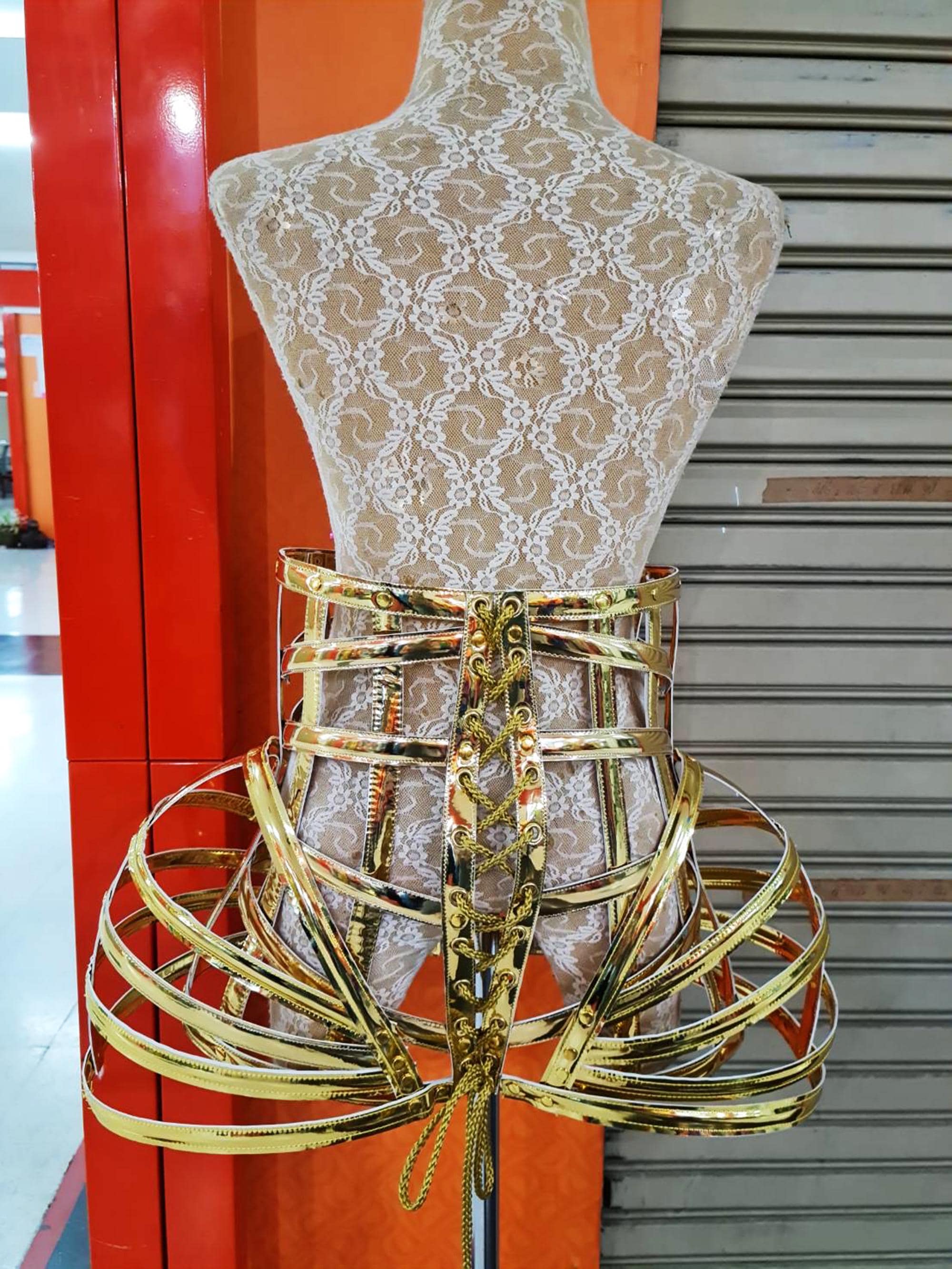 Daneena t029e tribute copy cone bra pointy cage leather madonna costume xs-xl