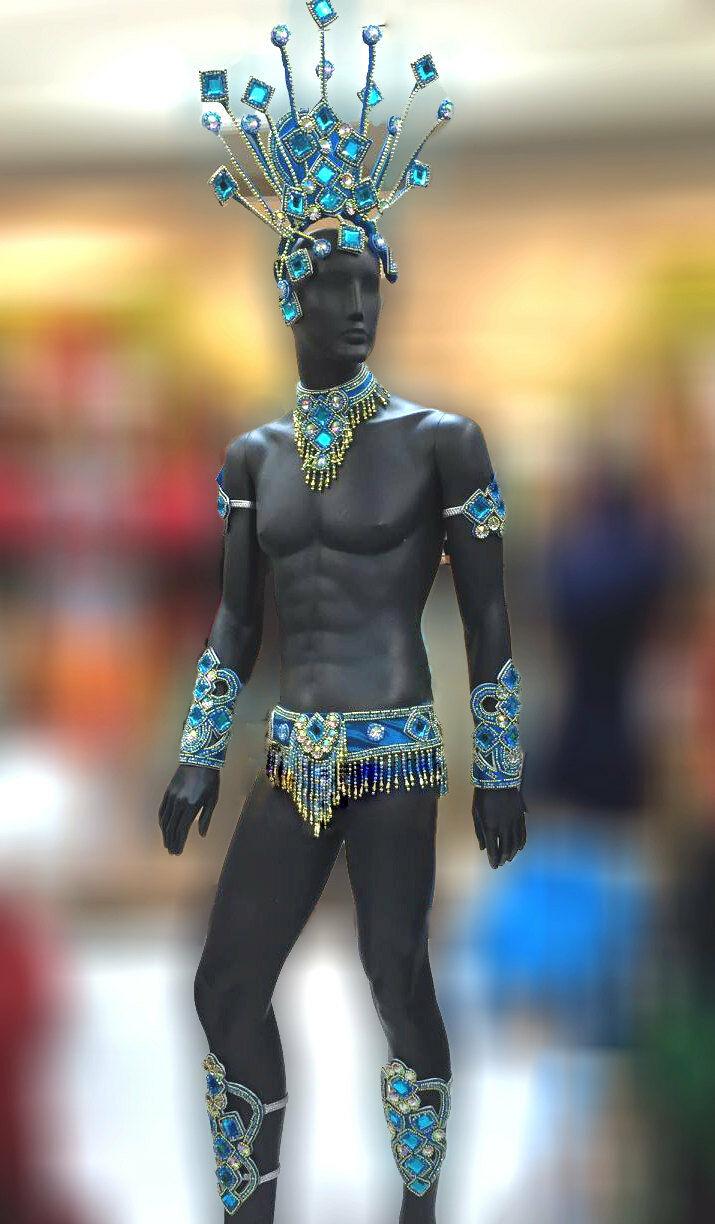 Da neena c0733  flag parade rio dancer headdress men man male samba costume set xs-xl