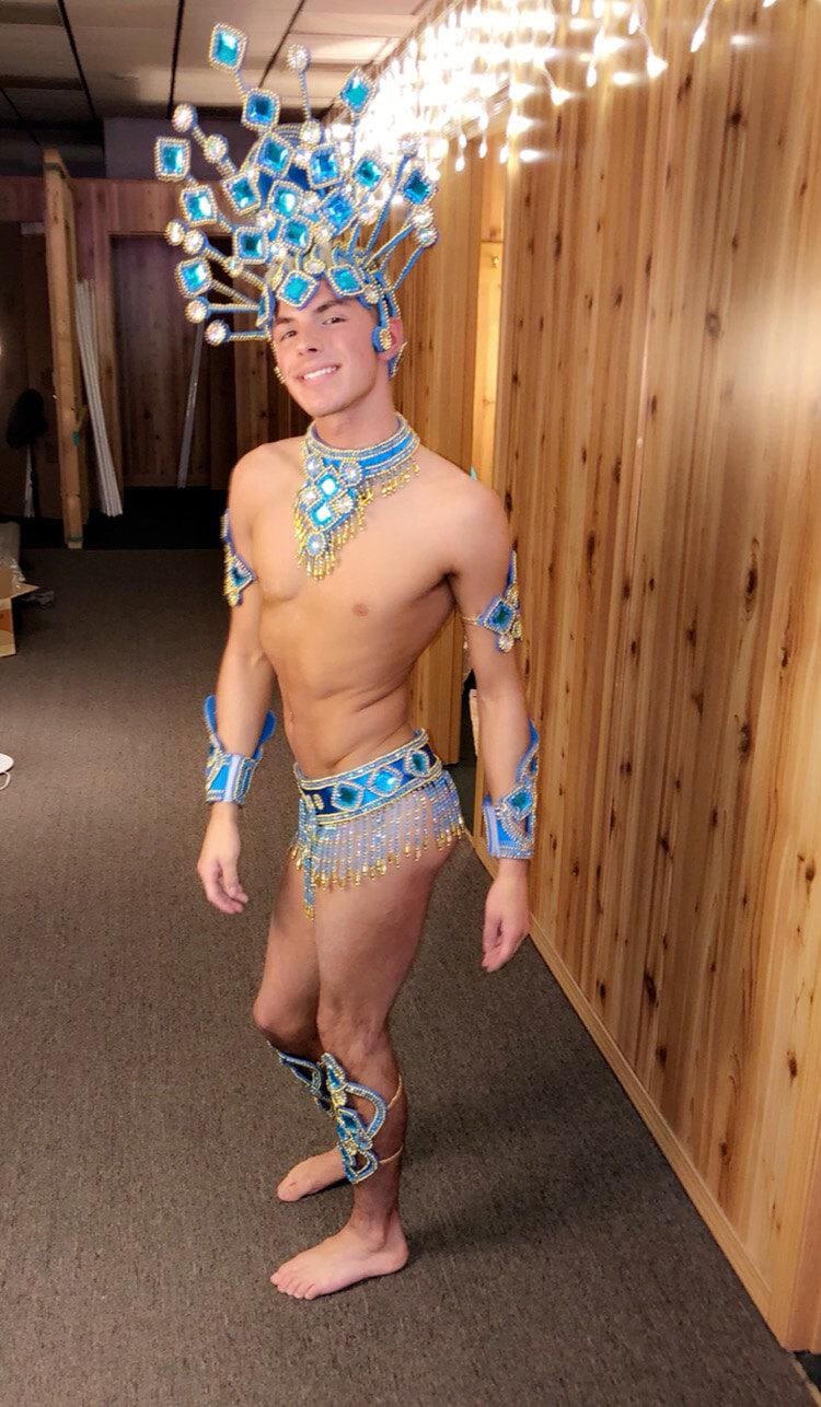 Da neena c0733  flag parade rio dancer headdress men man male samba costume set xs-xl