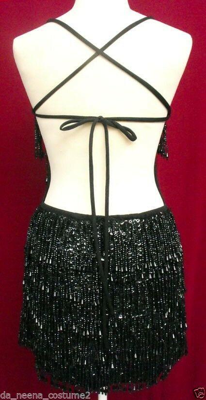 Da neena m004 hot sexy salsa dance tiered beaded fringe dress xs-xl