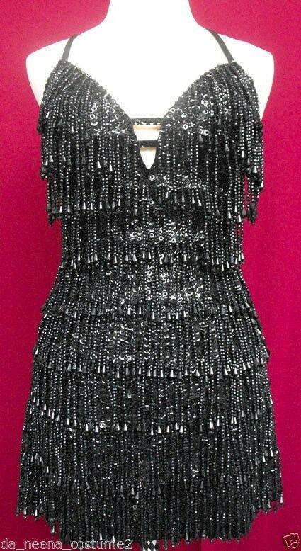 Da neena m004 hot sexy salsa dance tiered beaded fringe dress xs-xl