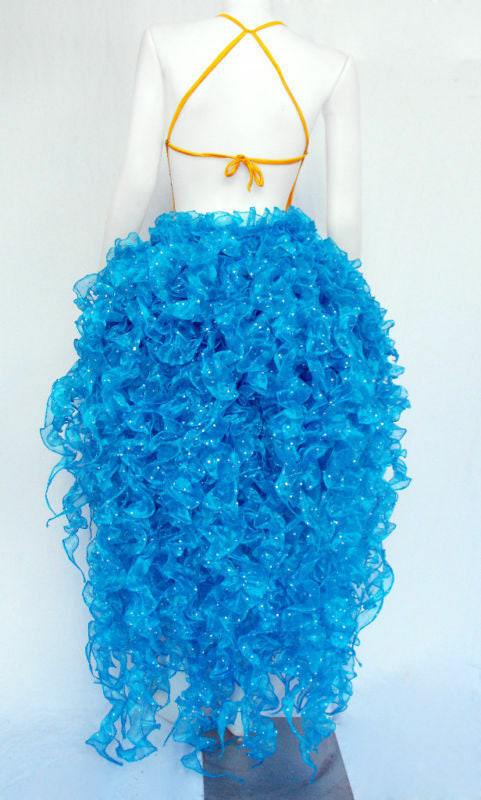 Da neena s001w burlesque organza dot star ruffle showgirl skirt tail bustle