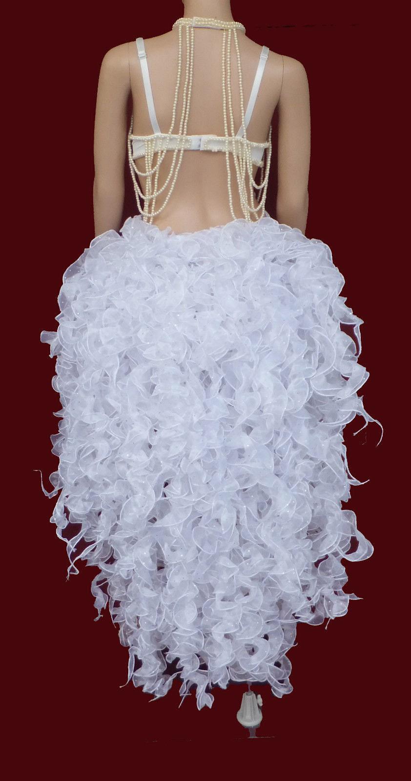 Da neena s001w burlesque organza dot star ruffle showgirl skirt tail bustle