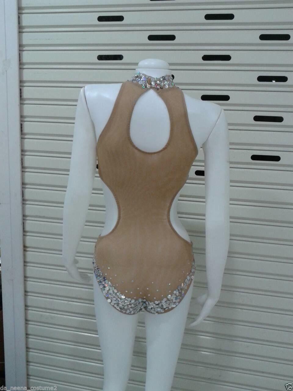 Daneena m561 cute crystal cher vegas burlesque bugle leotard bodysuit xs-xl