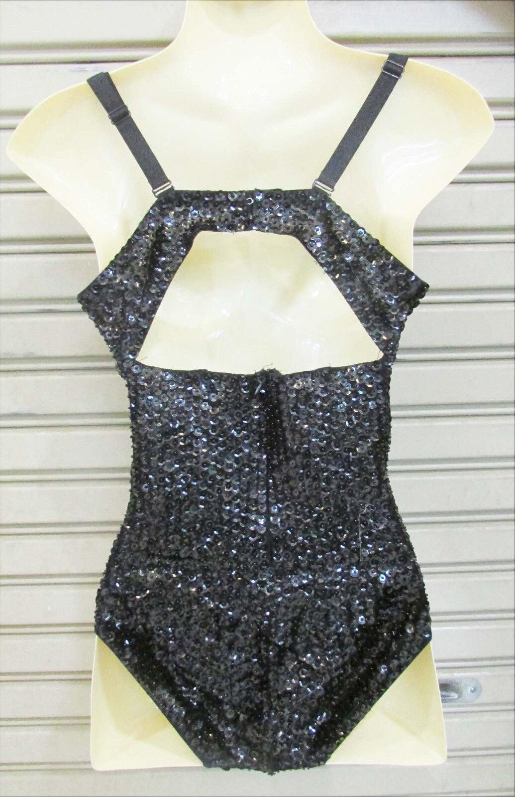 Da neena l041 black pearl queen crystal burlesque leotard bodysuit xs-xl