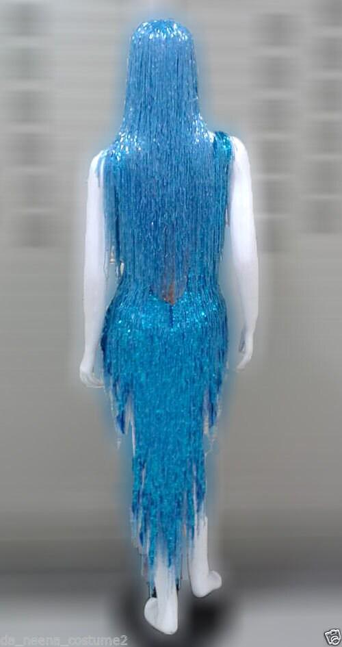 Daneena m535z cher vegas burlesque bugle beaded leotard bodysuit with wig xs-xl