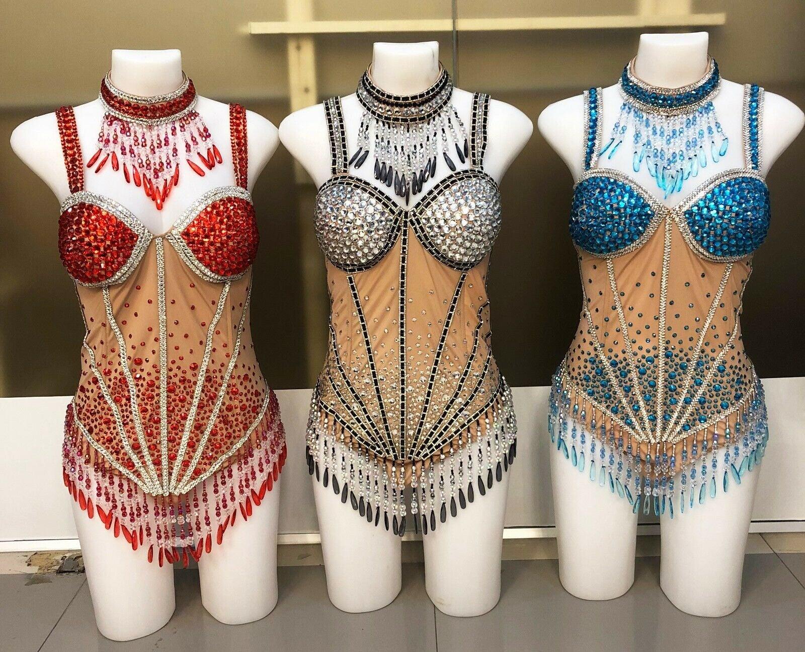 Da neena l868 star lady showgirl burlesque crystal nude leotard bodysuit xs-xl