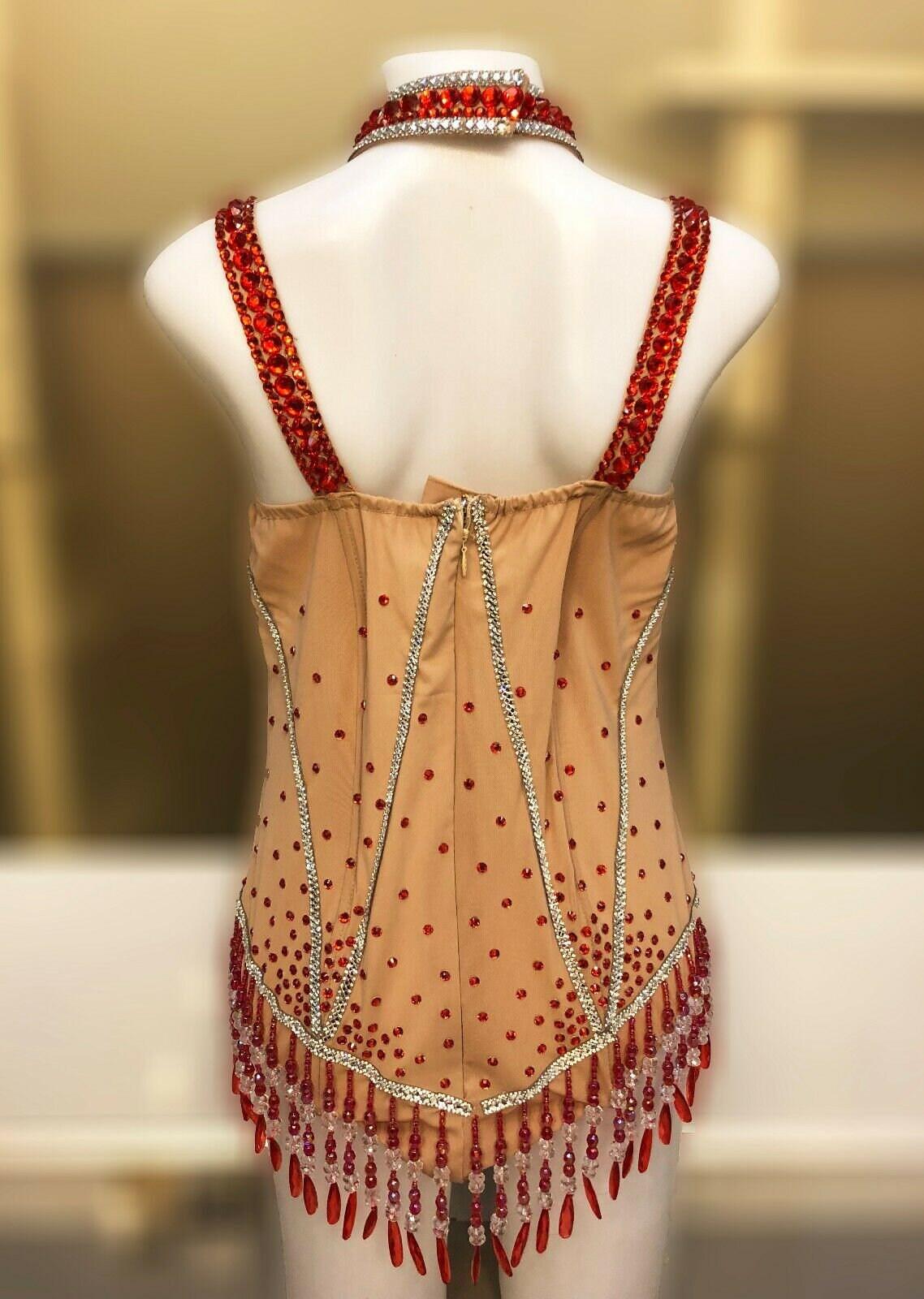 Da neena l868 star lady showgirl burlesque crystal nude leotard bodysuit xs-xl