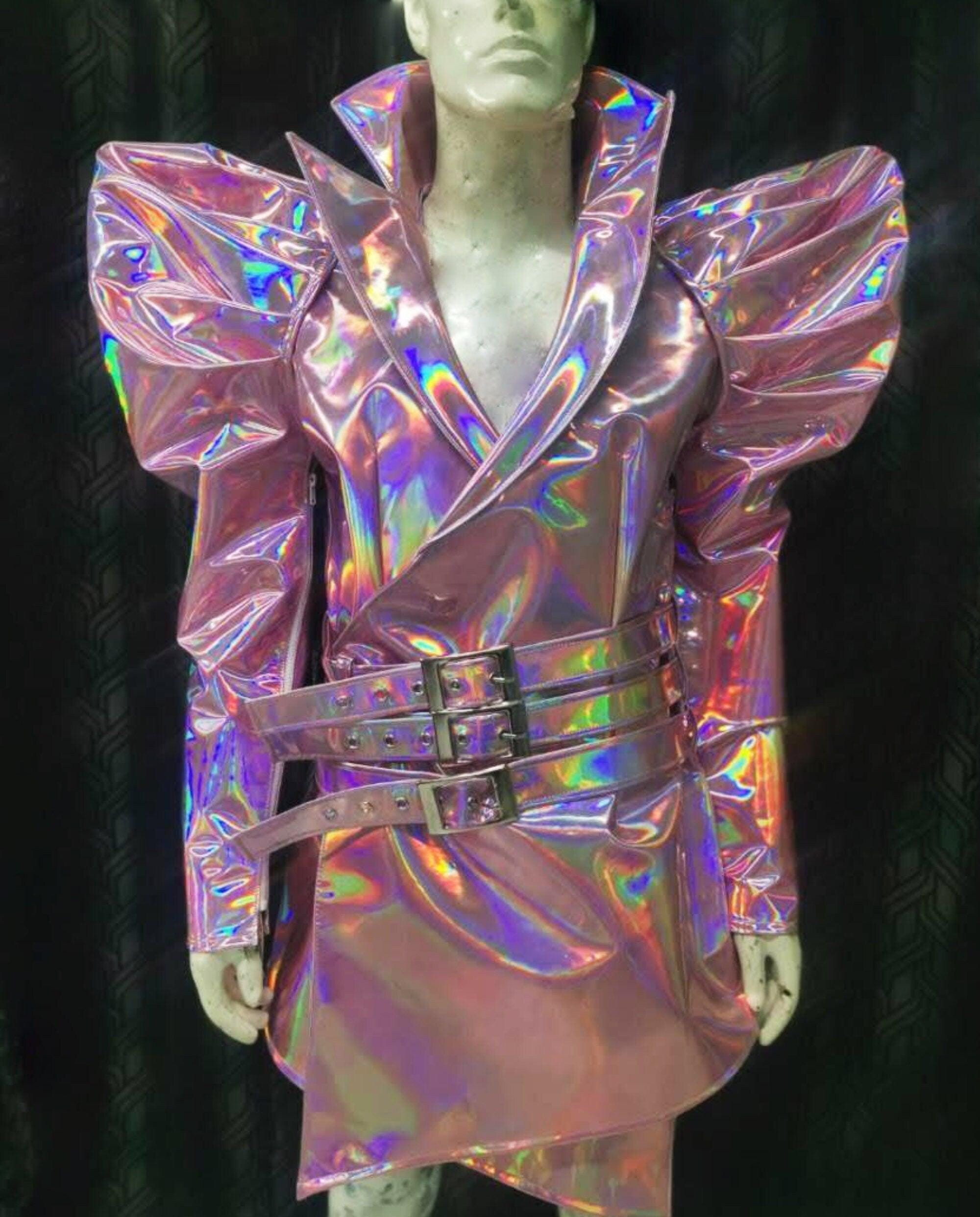 Da neena l1096 samurai inspired futurelistic leather pageant vegas jacket xs-xl