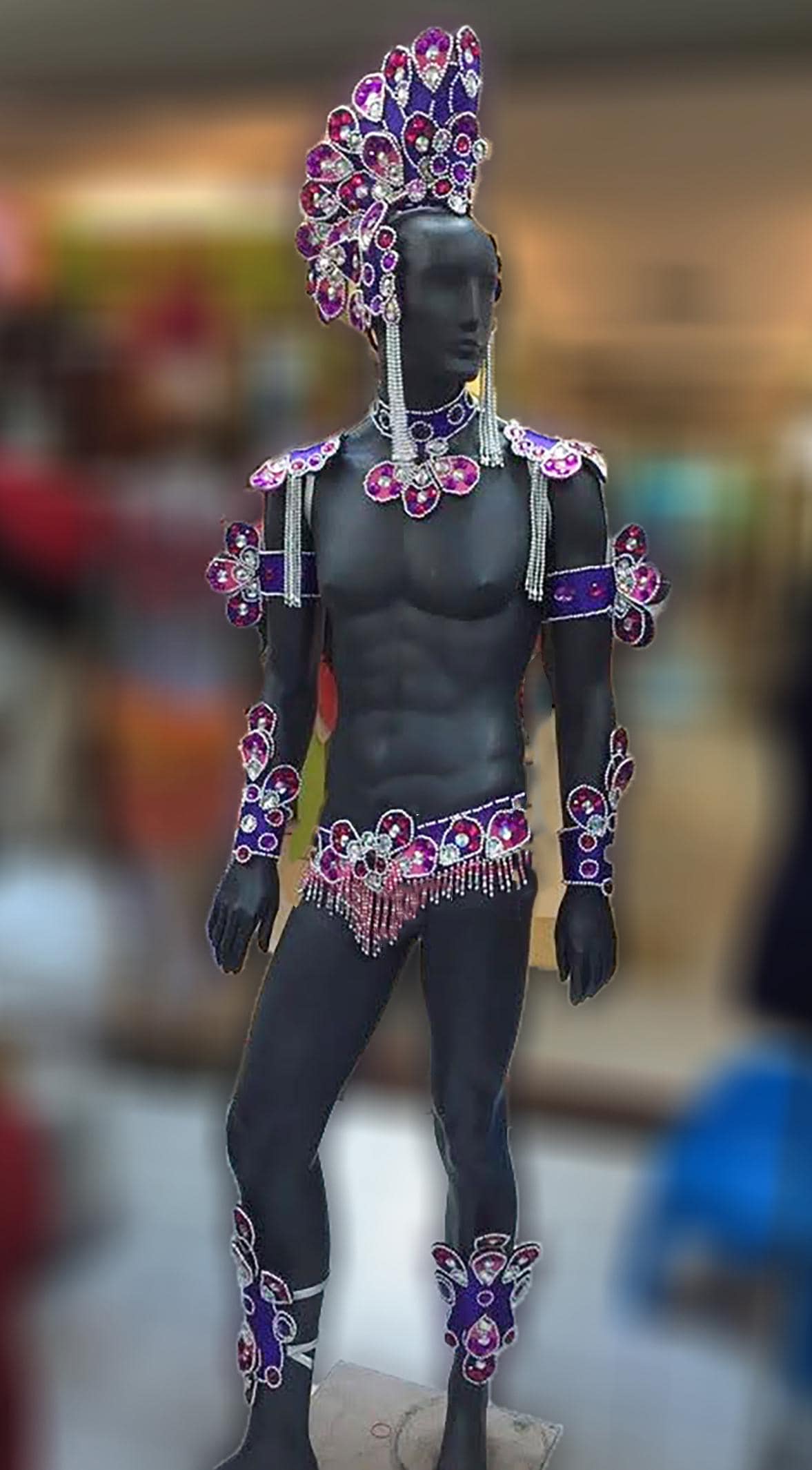 Da neena c0733p mohawk indian warrior parade rio dancer headdress men man male samba costume set xs-xl