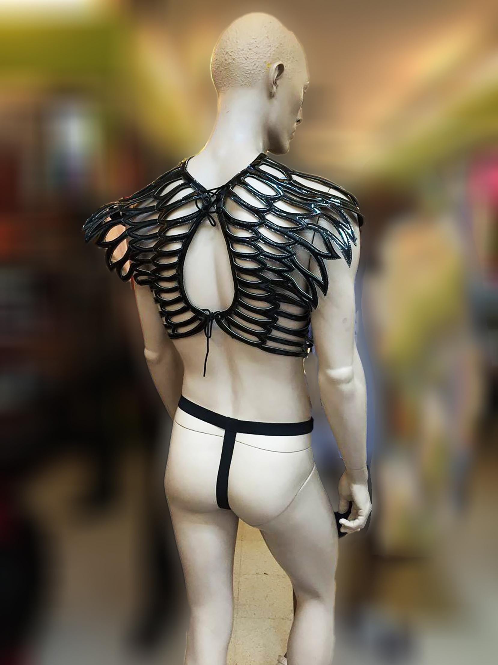 Da neena c0733b leaf leather parade rio dancer headdress men man male samba costume set xs-xl