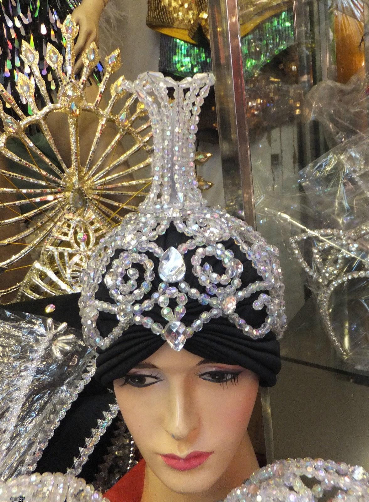 Da neena h047 showgirl vegas cabaret drag pearl crystal crown headdress