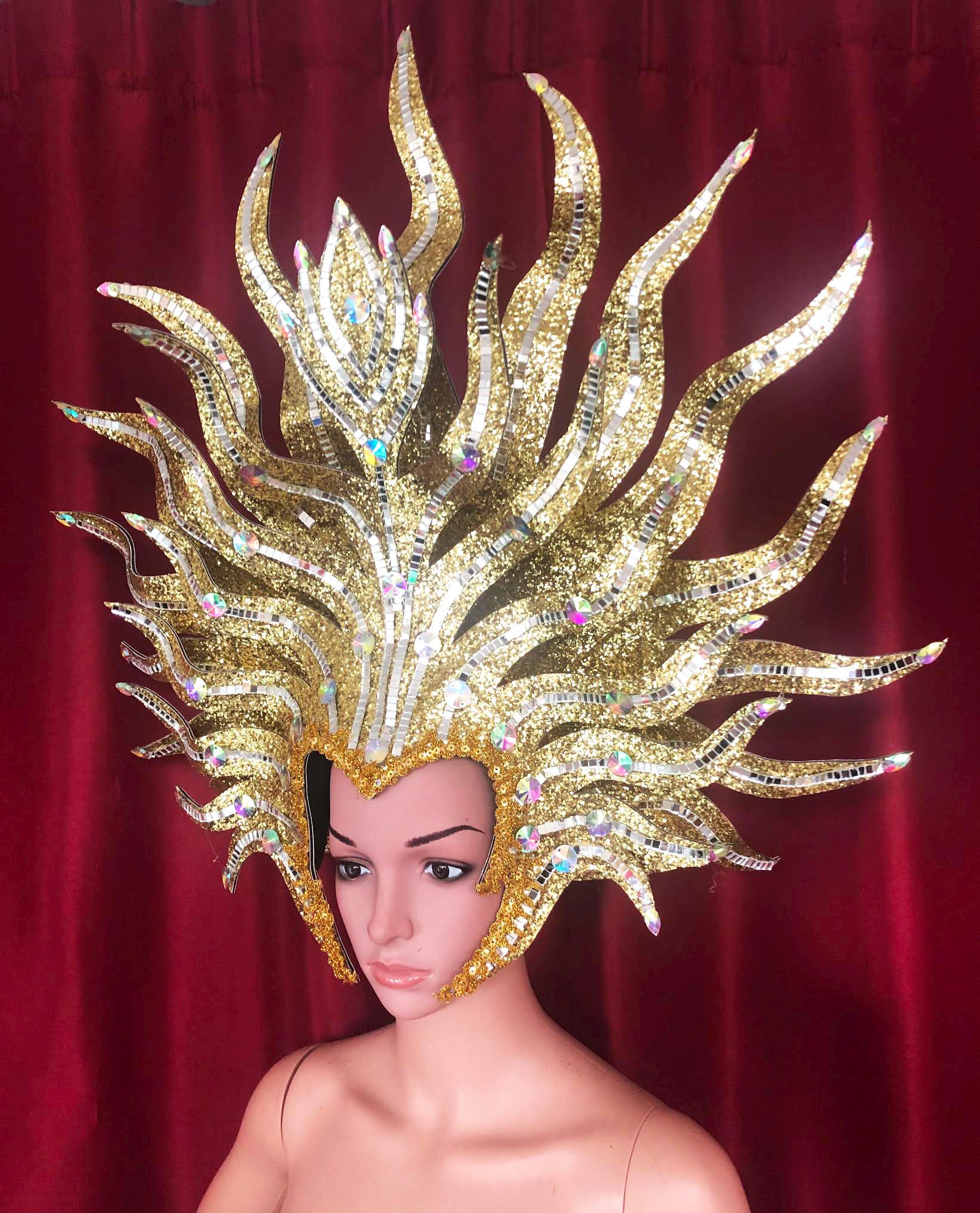 Evita fire1 sun dance vegas cabaret burlesque showgirl drag queen headdress