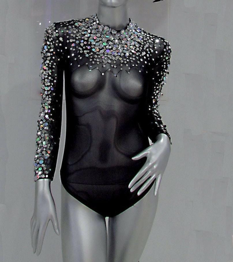 Da neena l037 lilac showgirl burlesque crystal nude leotard bodysuit xs-xl