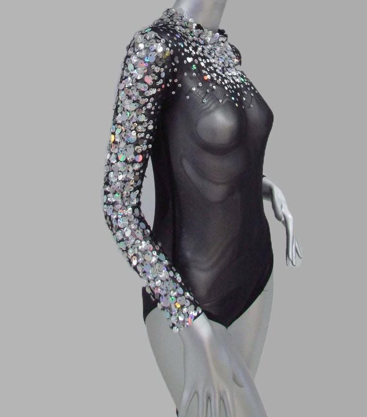 Da neena l037 lilac showgirl burlesque crystal nude leotard bodysuit xs-xl