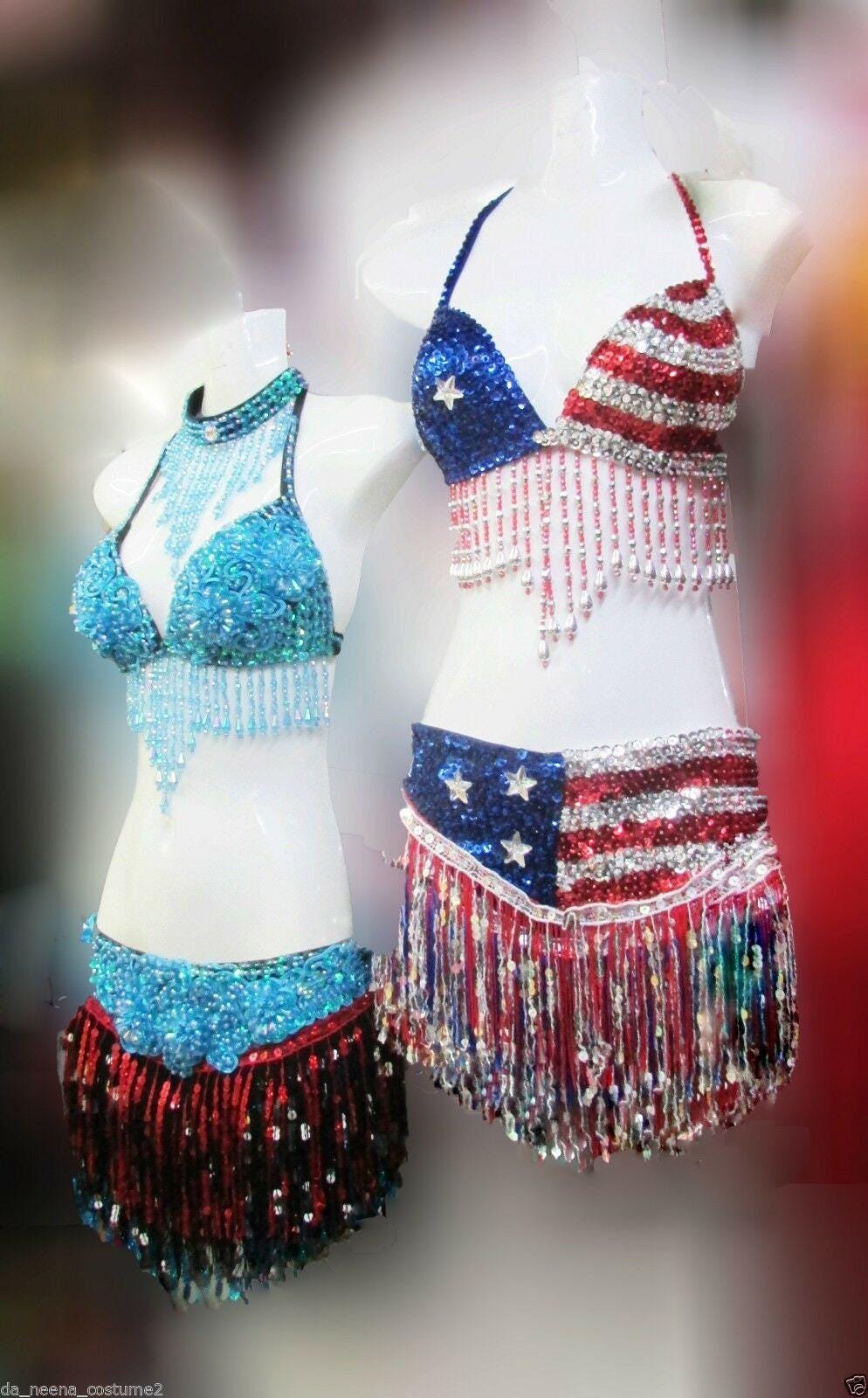 Da neena m114 sexy cheerleader salsa dance usa america sequin bra skirt xs-xl