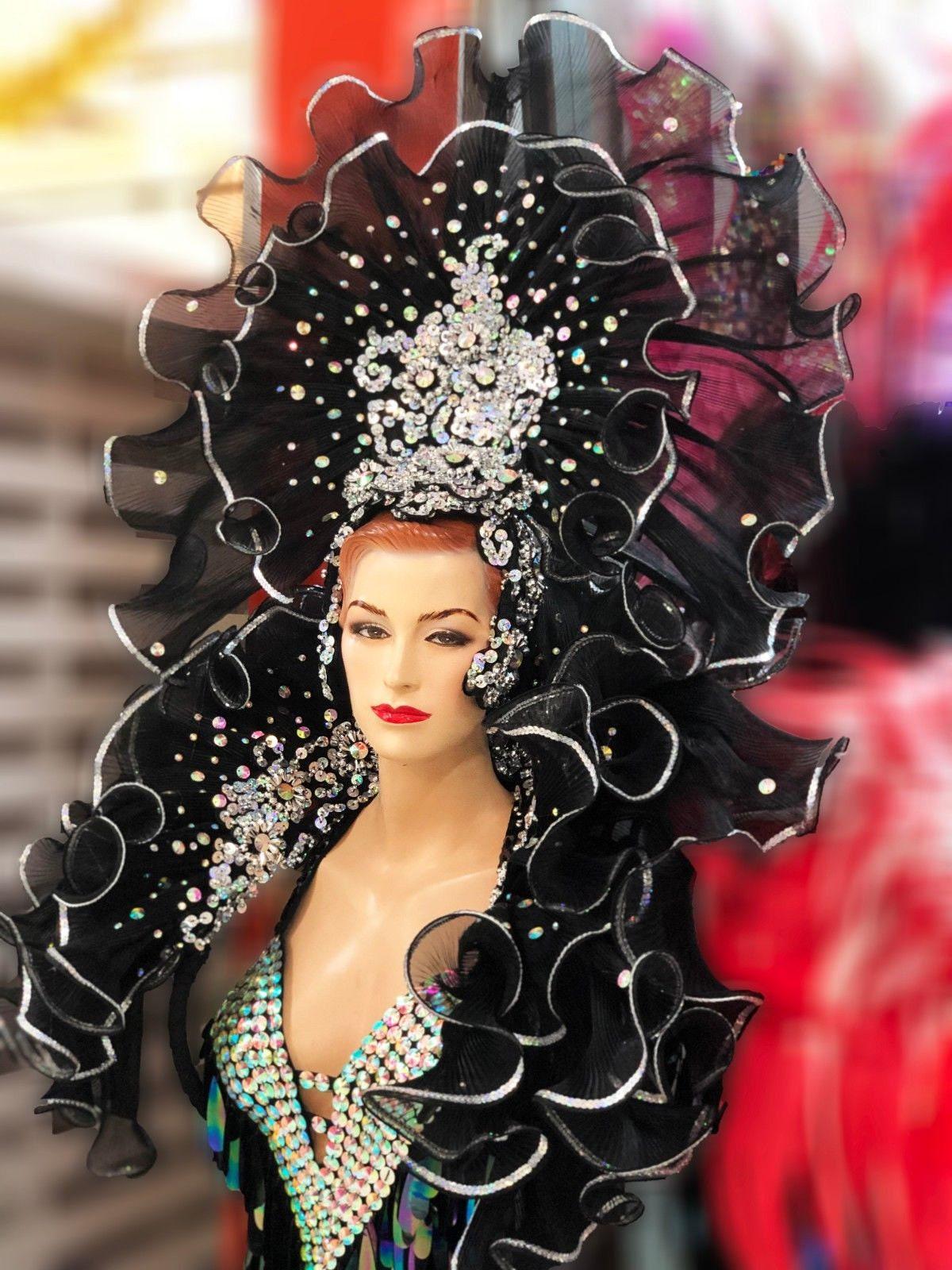 Da neena h910 waterfall ruffle organza showgirl backpiece shoulder piece headdress