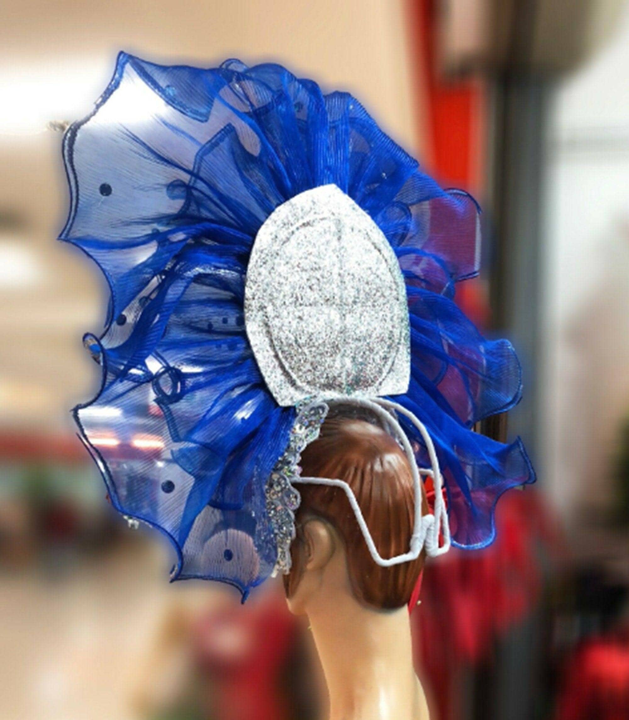 Da neena h910 waterfall ruffle organza showgirl backpiece shoulder piece headdress