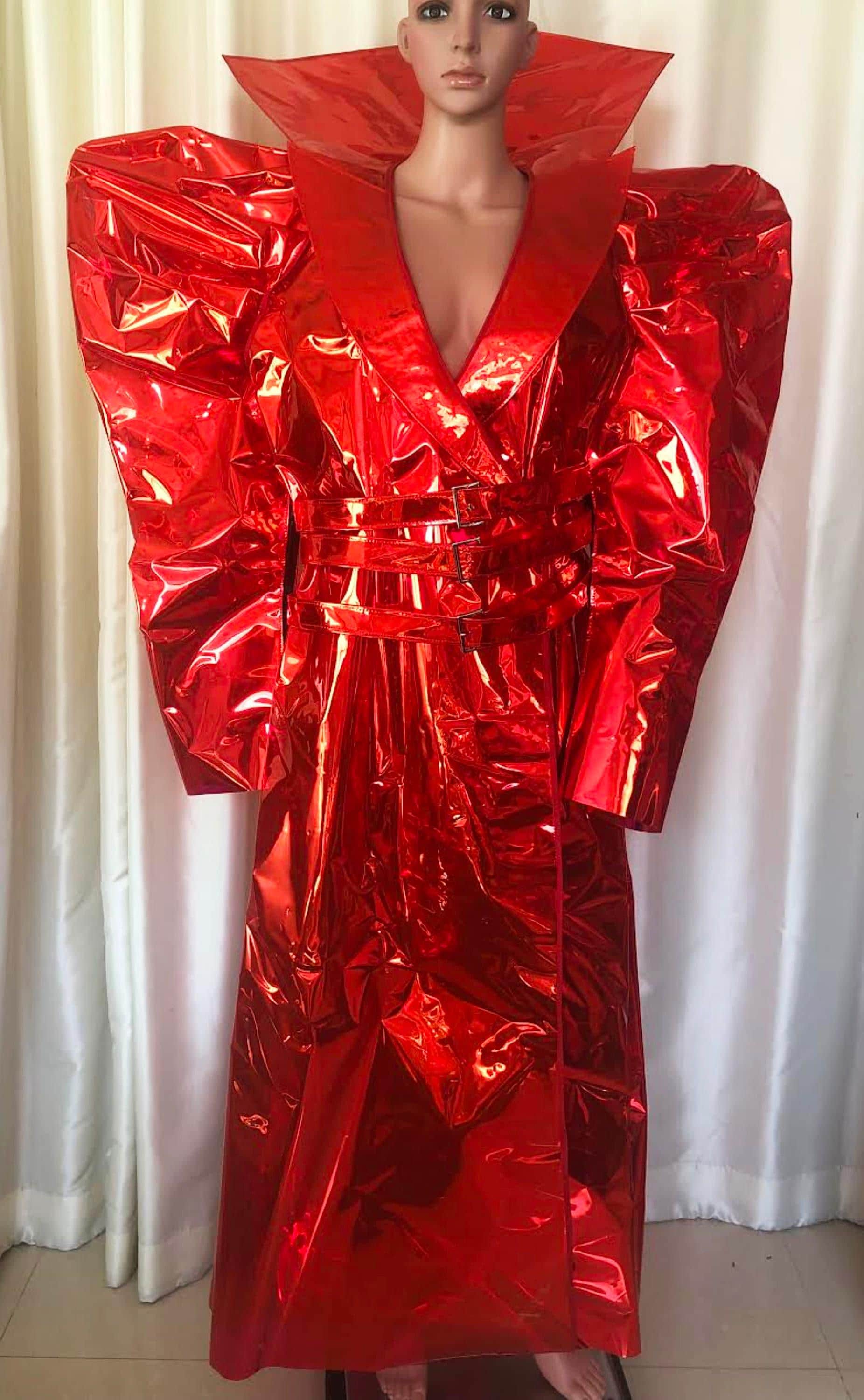 Da neena l1096l samurai inspired futurelistic leather pageant vegas jacket coat xs-xl