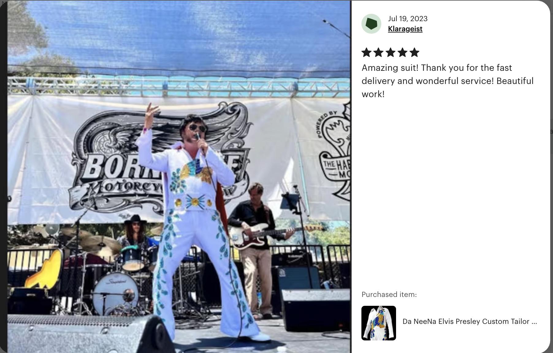 Da neena rock 'n' roll legend-inspired  custom made the king american eagle aloha jumpsuit costume