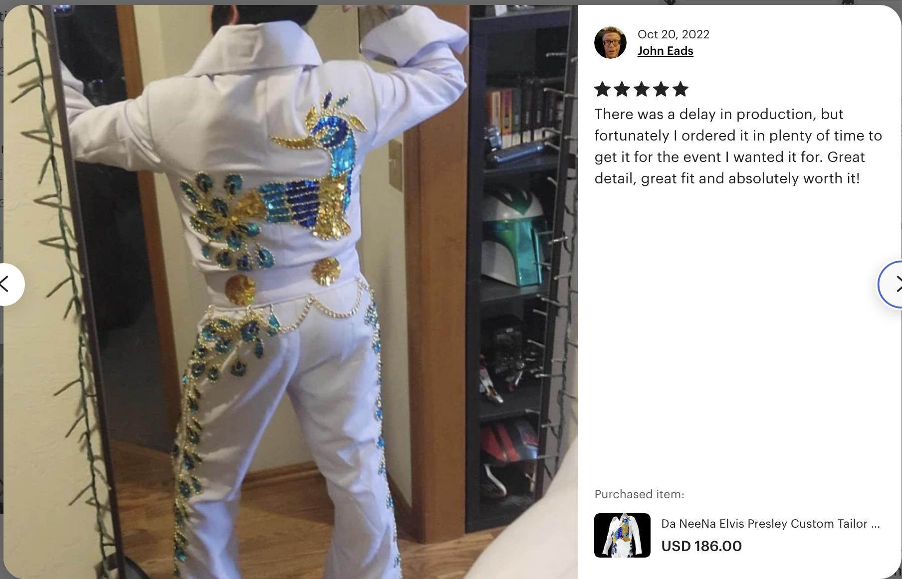 Da neena rock 'n' roll legend-inspired  custom made the king american eagle aloha jumpsuit costume