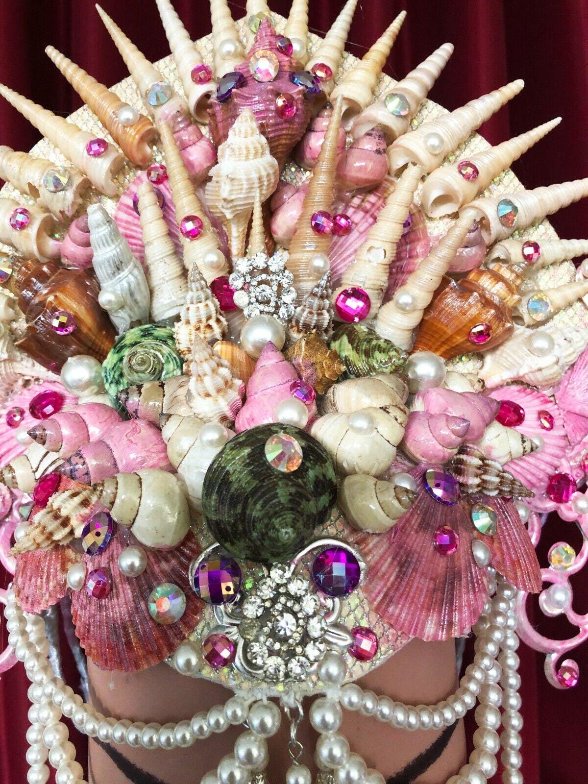 Da neena h1050 sea ocean poseidon shell queen crystal showgirl pageant headdress