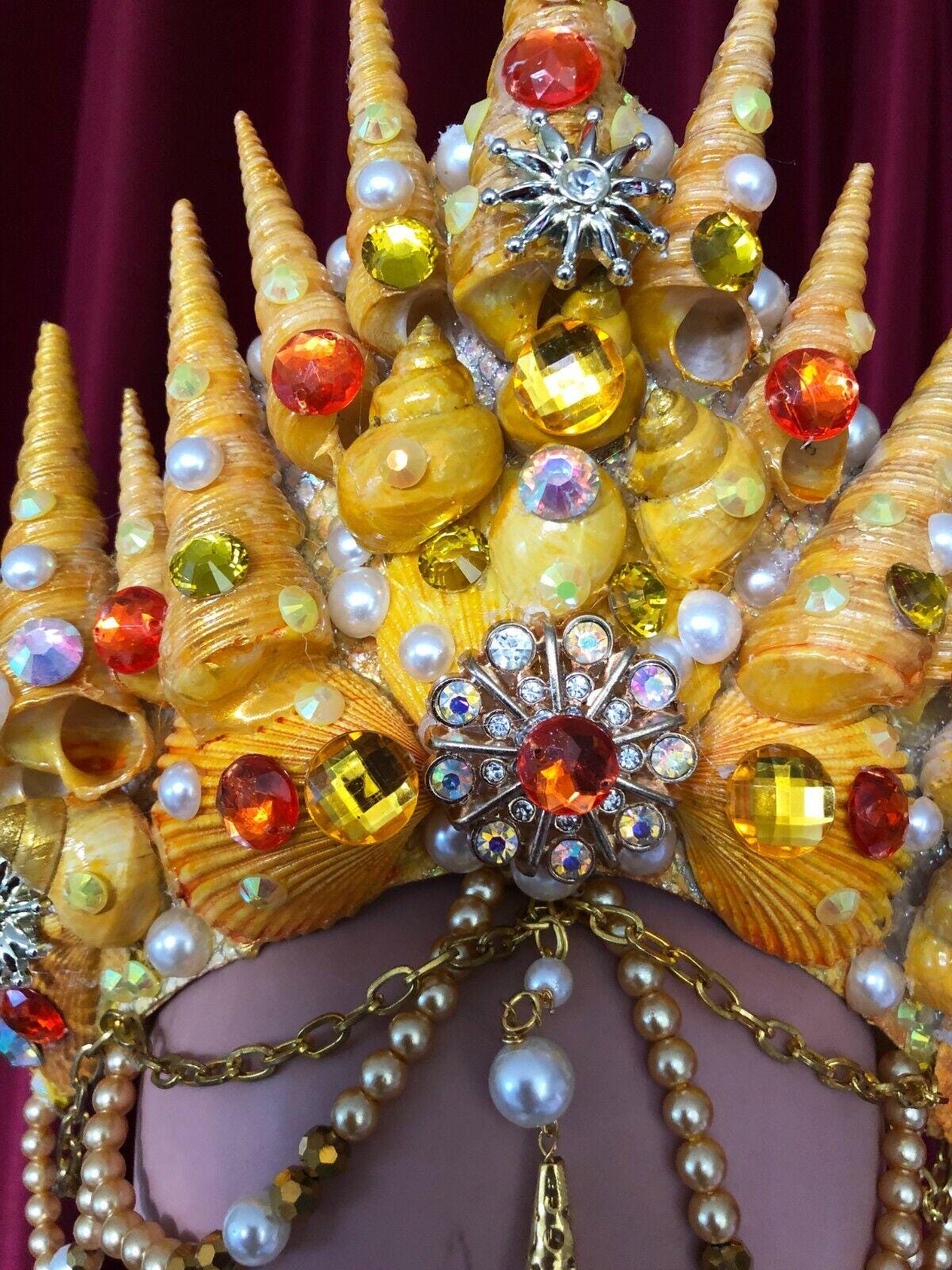 Da neena h1050 sea ocean poseidon shell queen crystal showgirl pageant headdress