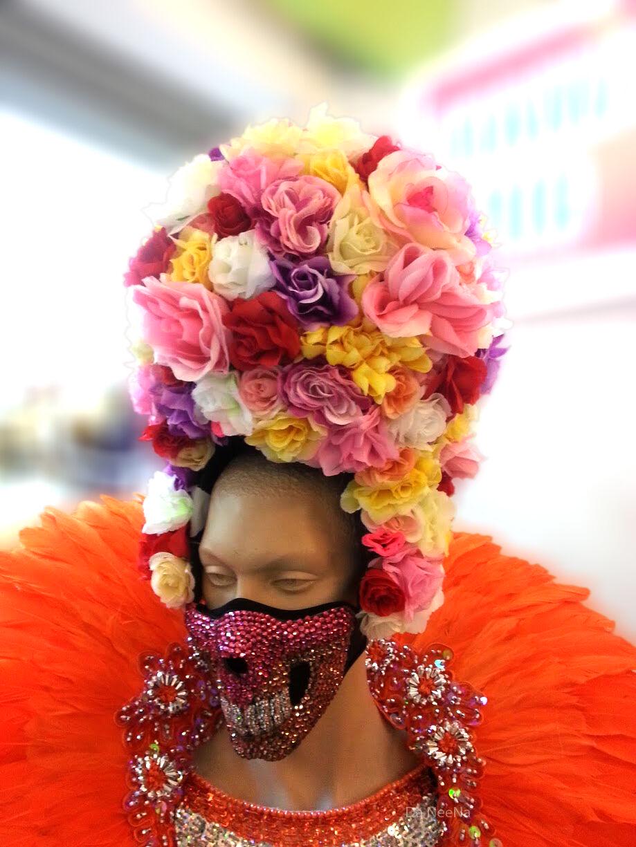 Da neena c653the devil monster dancer crystal dance flower headdress costume set