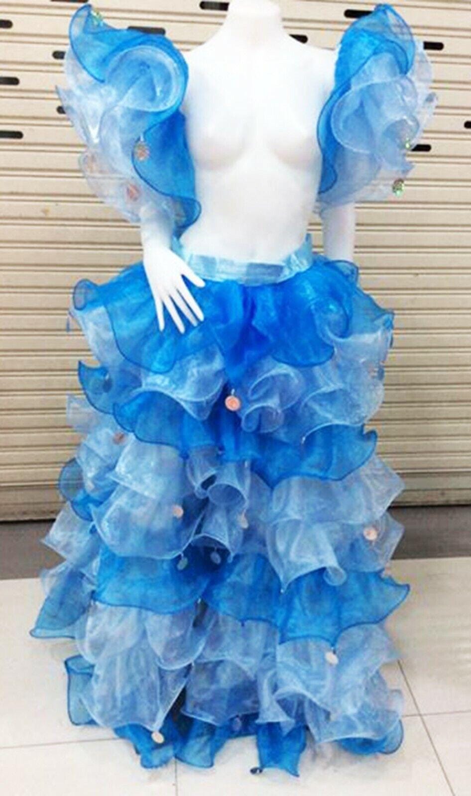 Da neena c986 flamenco dance showgirl vegas organza ruffle armband skirt xs-xl