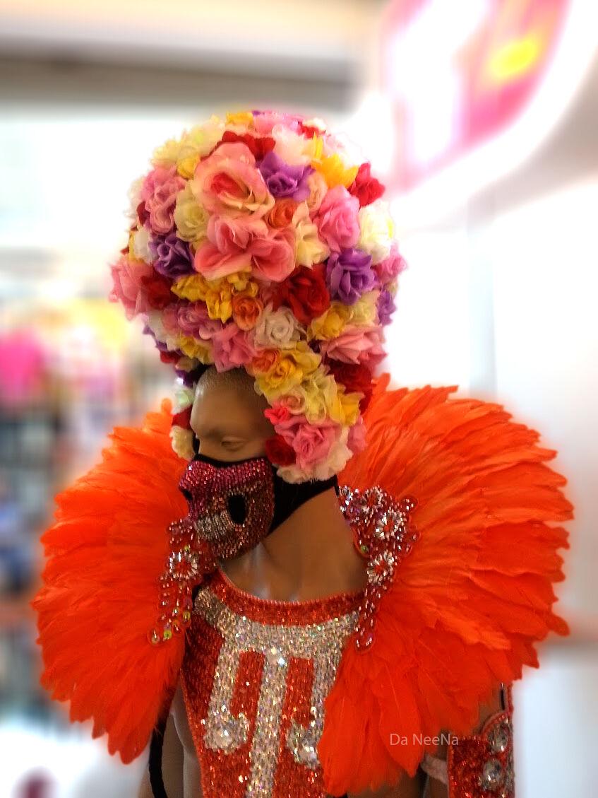 Da neena c653the devil monster dancer crystal dance flower headdress costume set