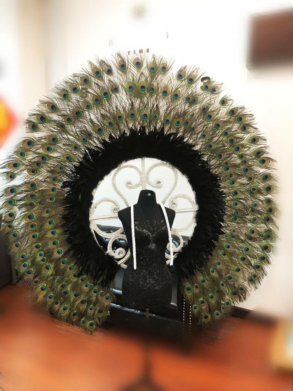 Da neena b905 peacock angel showgirl vegas pageant feather wings backpiece