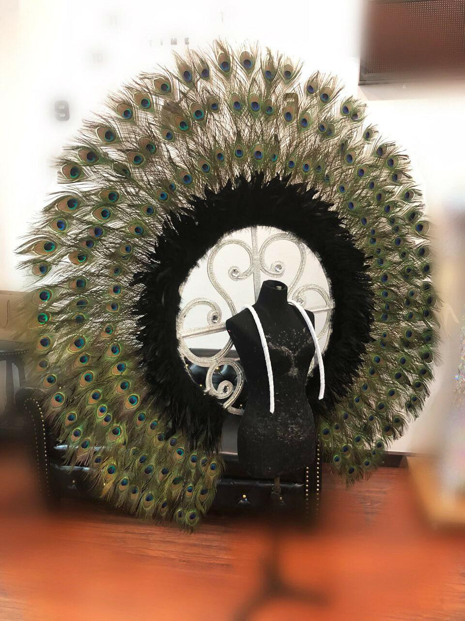 Da neena b905 peacock angel showgirl vegas pageant feather wings backpiece