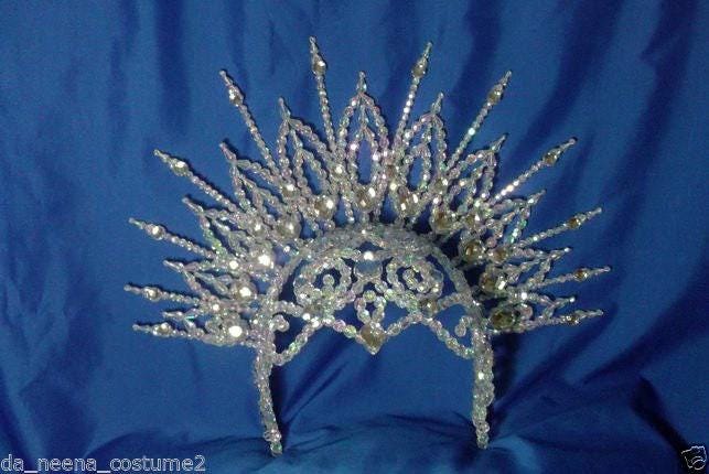 Da neena h020b showgirl vegas cabaret drag dance stage crystal headdress