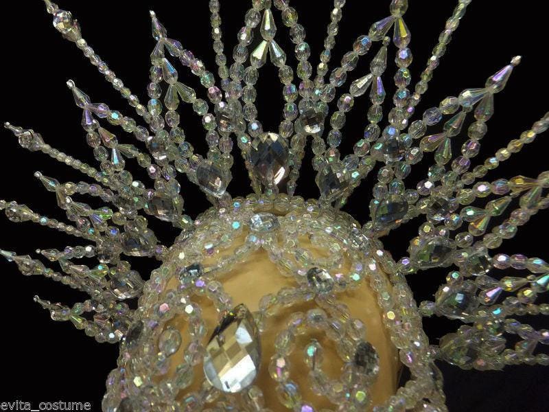 Da neena h020b showgirl vegas cabaret drag dance stage crystal headdress