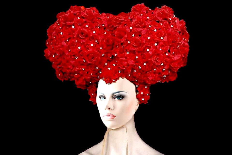Da neena h078 red rose valentine flower headdress
