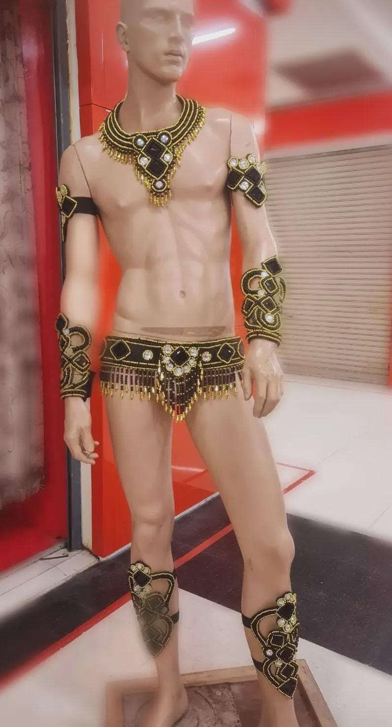 Da neena c0733a  flag parade rio dancer headdress men man male samba costume set xs-xl