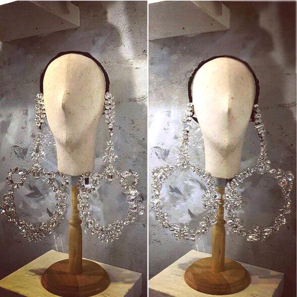 Da neena h826 earrings showgirl dance cabaret huge crystal earrings headdress