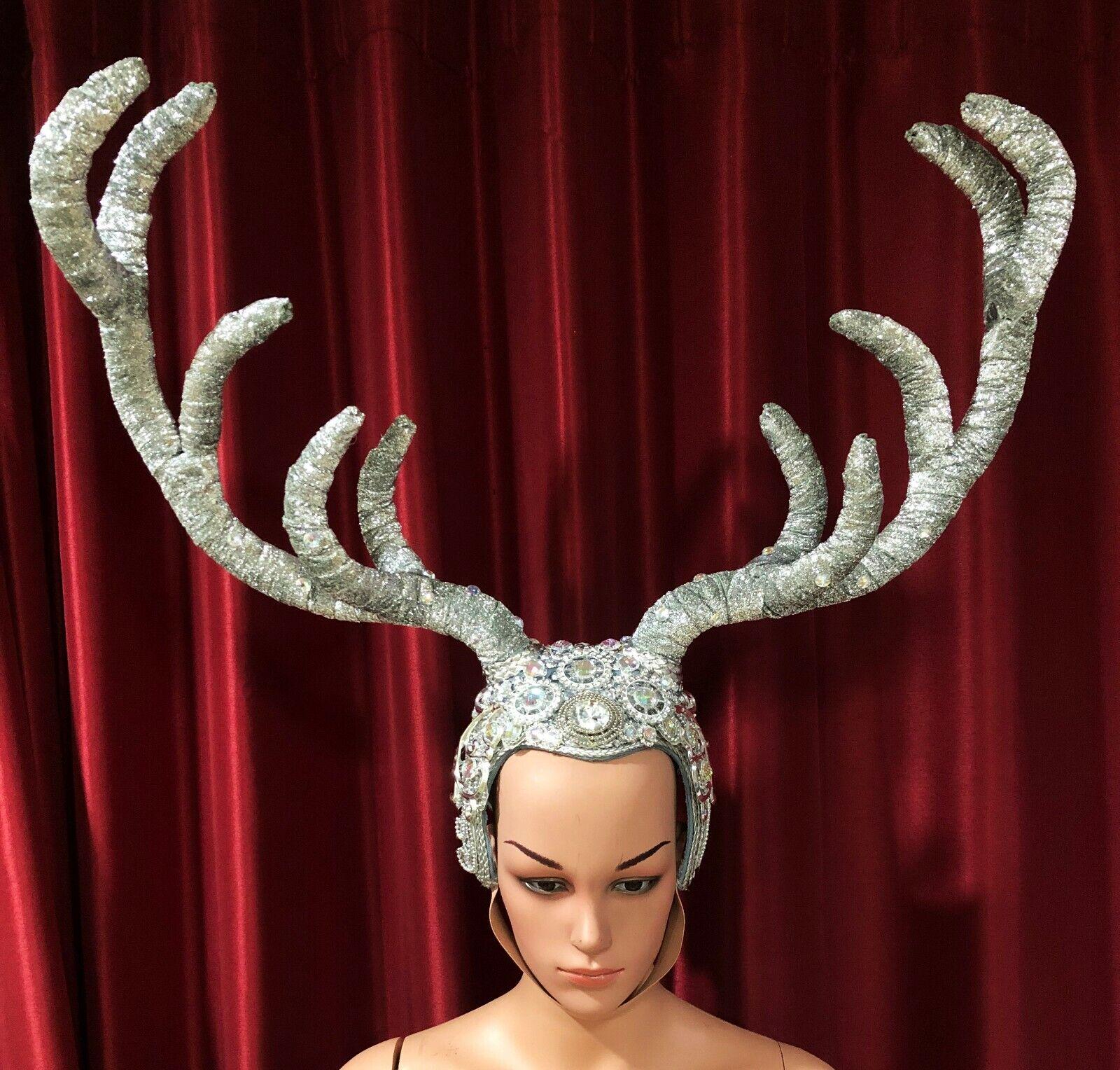 Da neena h620 gold deer prince princess crystal dance drag showgirl headdress
