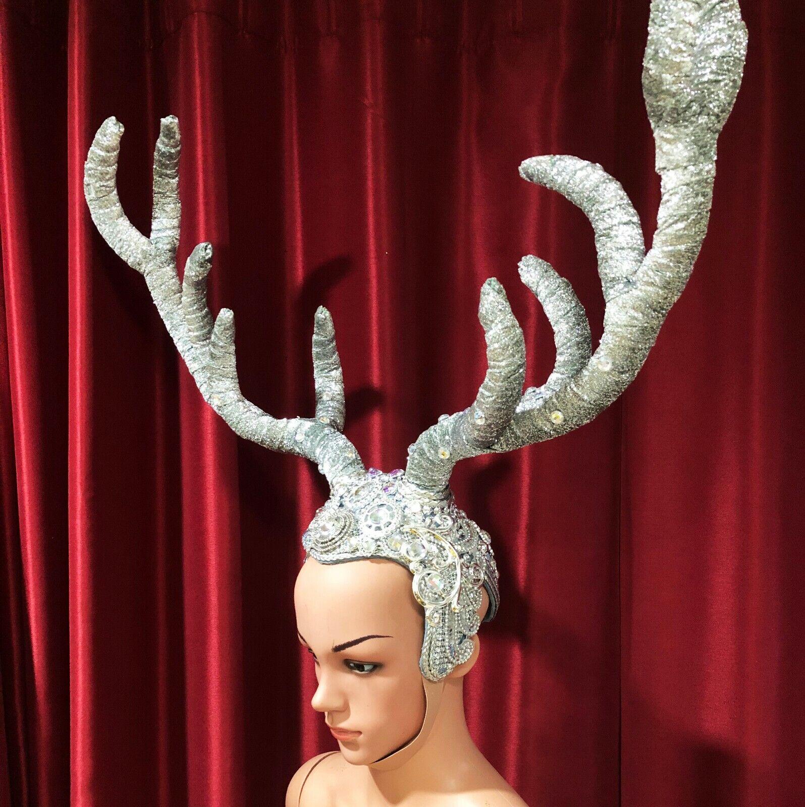 Da neena h620 gold deer prince princess crystal dance drag showgirl headdress