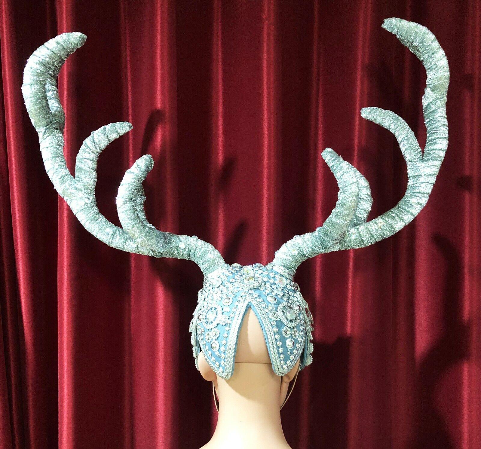 Da neena h620 gold deer prince princess crystal dance drag showgirl headdress