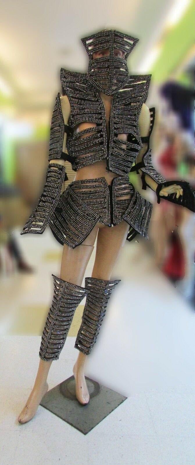 Da neena c026a warrior roman holloween crystal mask robot costume set xs-xl