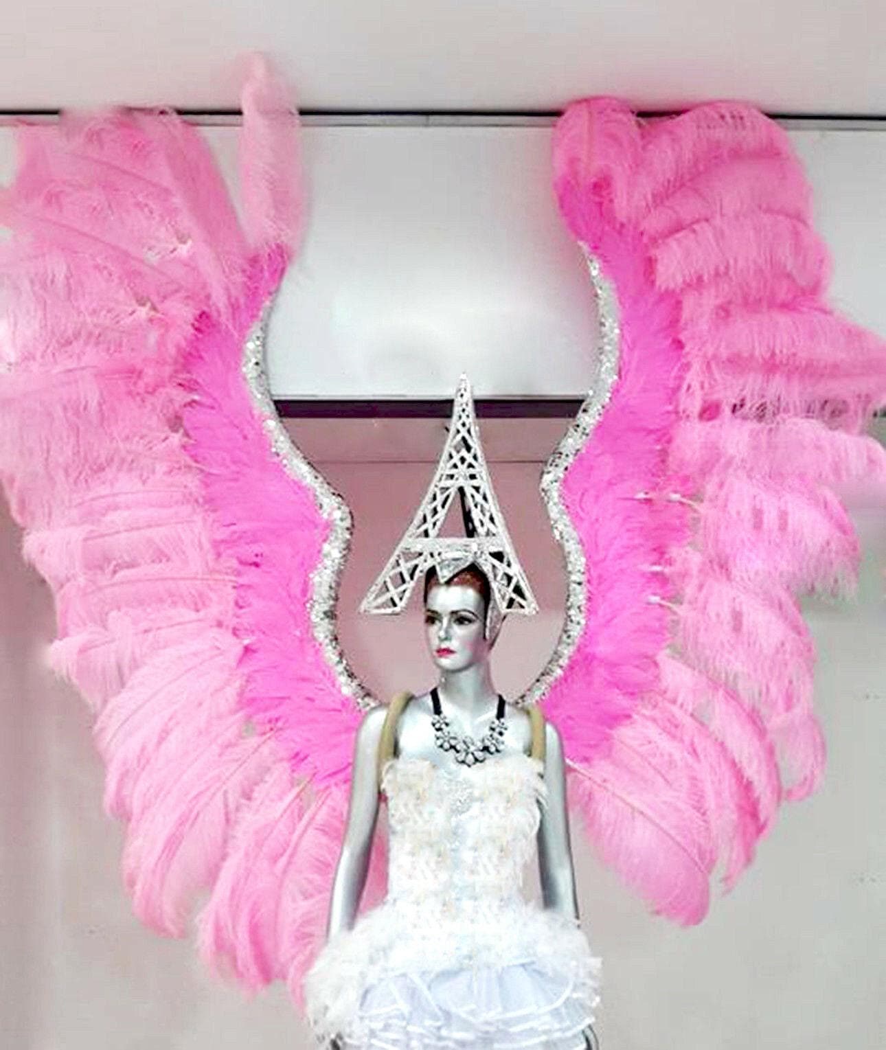Da neena b043 gigantic pink ostrich feather victoria angel wings