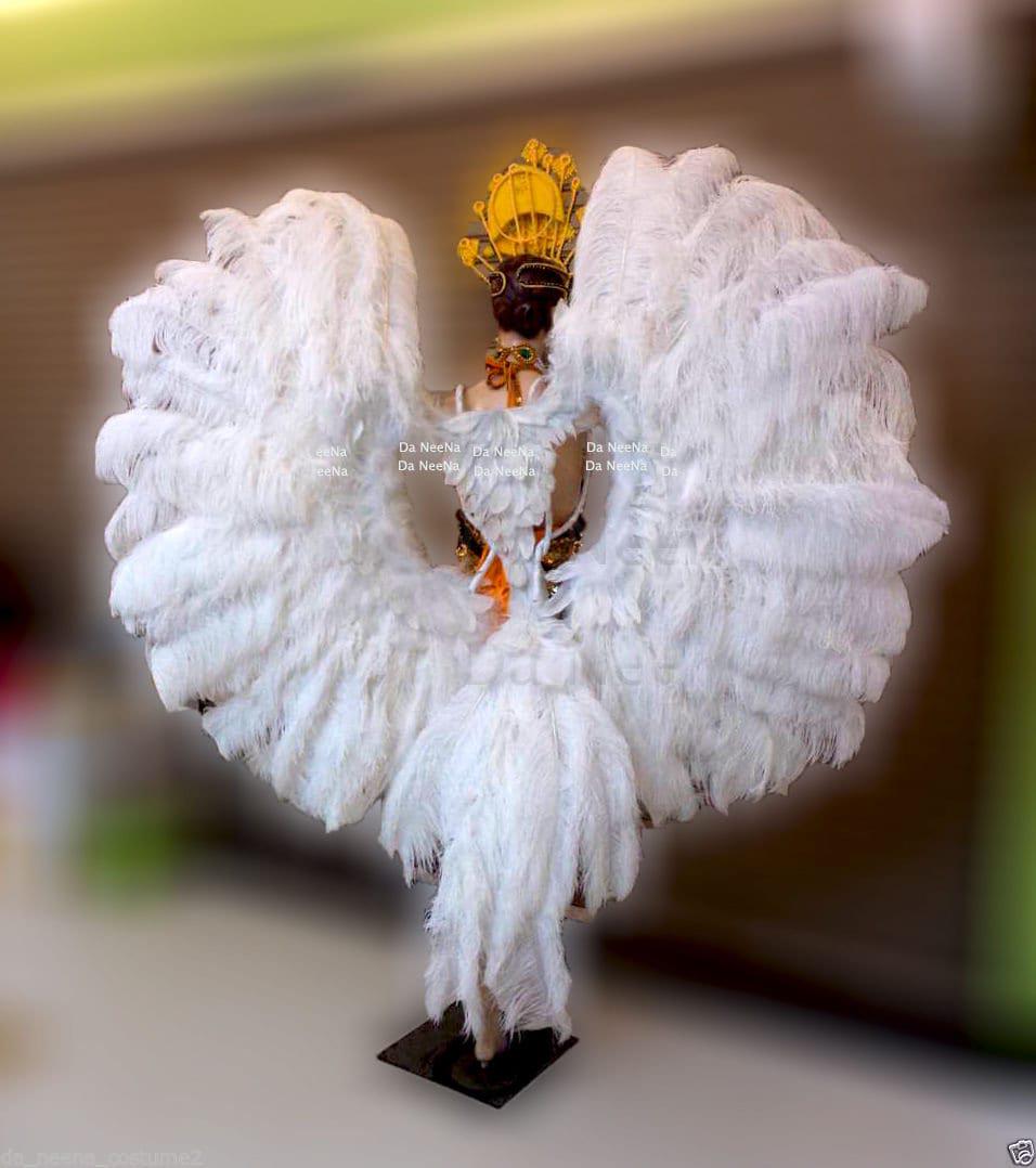 Da neena b043w gigantic white ostrich feather victoria secret angel wings with tail