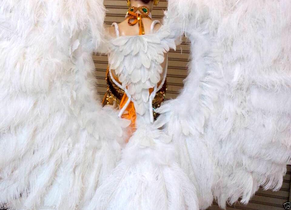Da neena b043w gigantic white ostrich feather victoria secret angel wings with tail